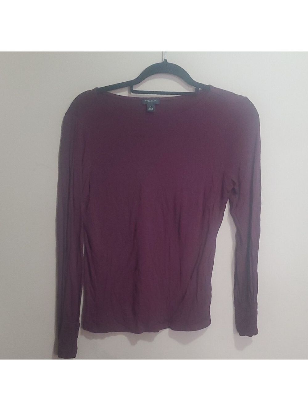 Ann Taylor Women's Long-Sleeve Crewneck Top in Plum